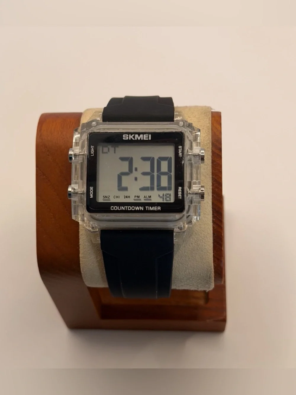 SKMEI Square Watch Transparent Case, New, Silicone Black Band